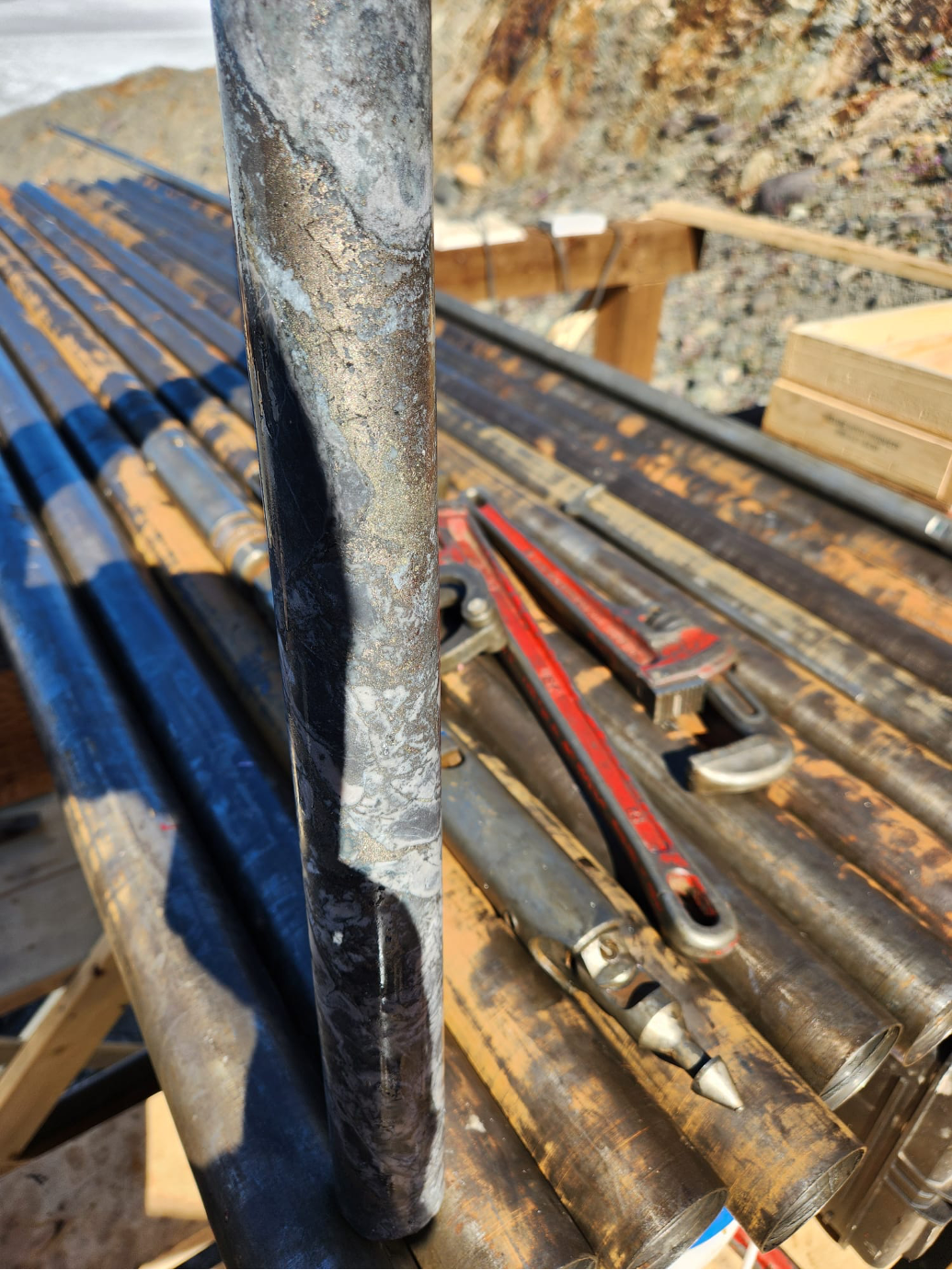 Select core sample from the Mitch zone showing sulfide mineralization